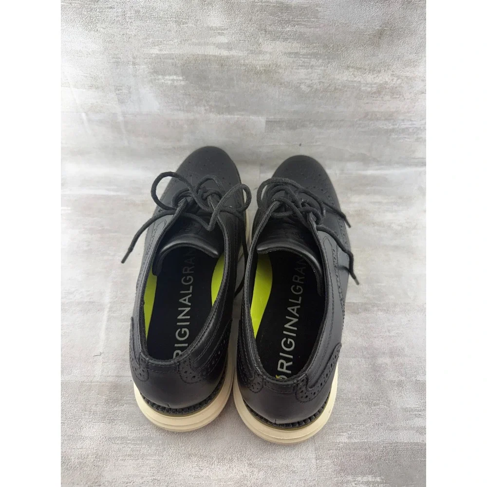 Cole Haan OriginalGrand Black Leather Wingtip Oxford Shoes C33804 Men Sz 9.5 M